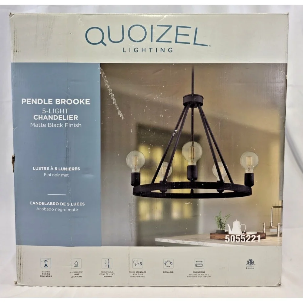 Quoizel Pendle Brooke 5-Light Chandelier Matte Black LW-S6690A1